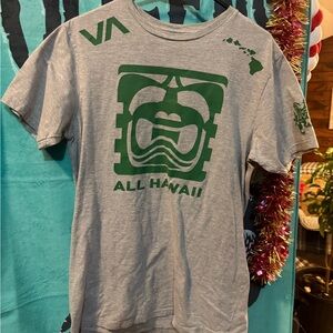 RVCA Gray and Green Short Sleeve Tee